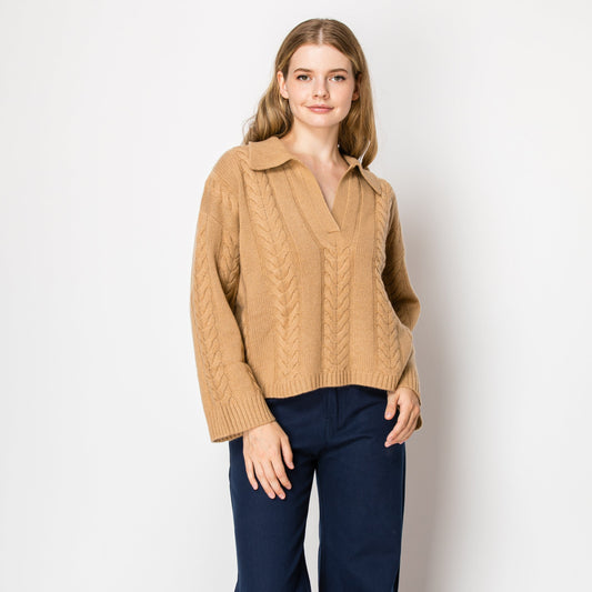 beige cable knit sweater fall trend