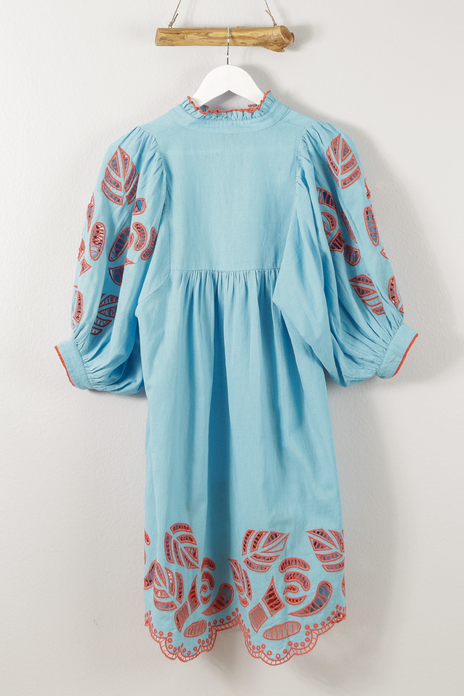 blue puff sleeve spring summer dress