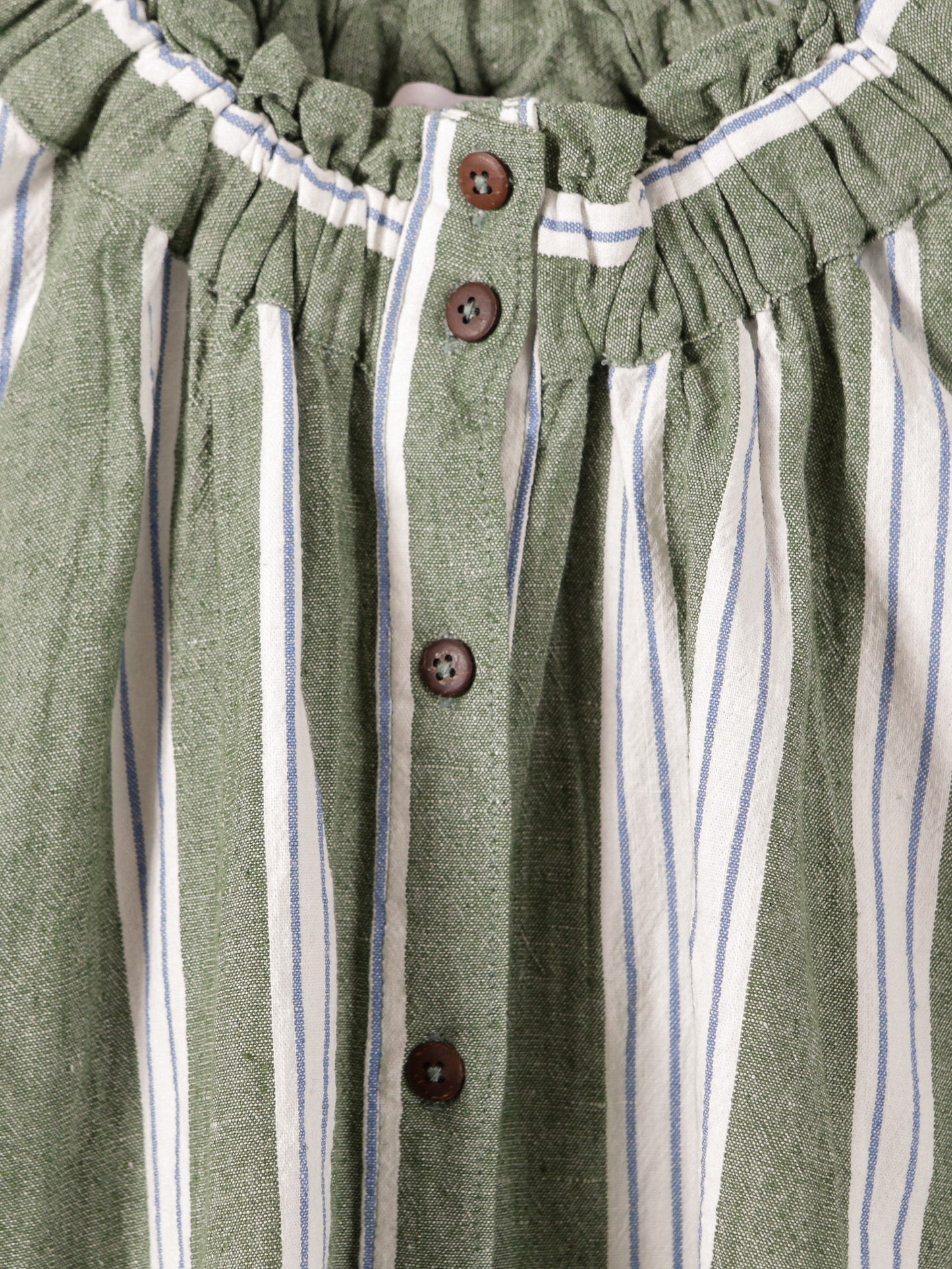 Elastic Short Sleeve Top In Green Stripe