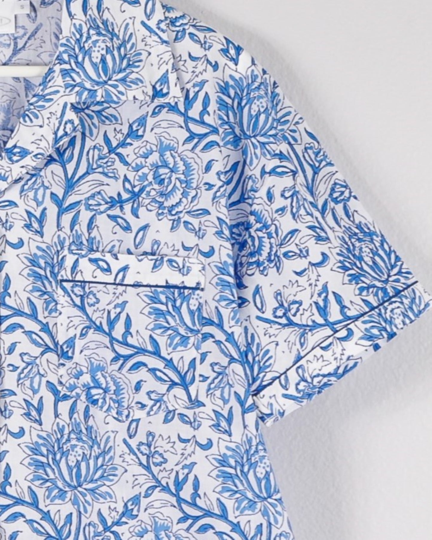 cotton collared pajama shirt and matching shorts