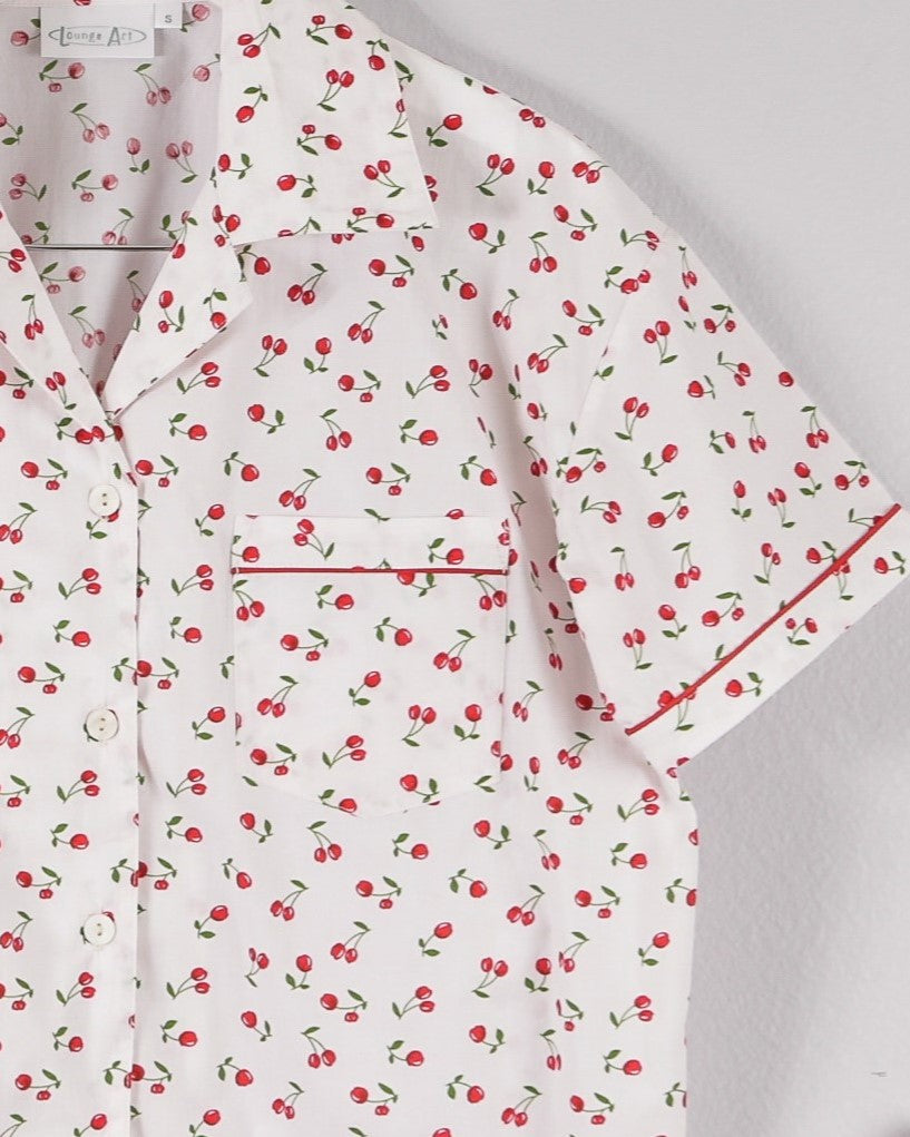 Women's Short Sleeve Pajama Set in Cherry Print