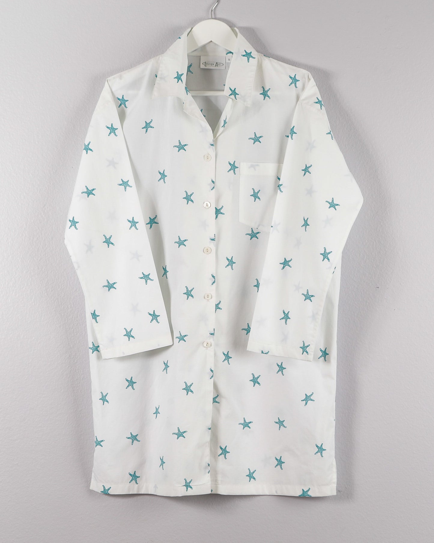 Women's Cotton Nightshirt In Teal Starfish