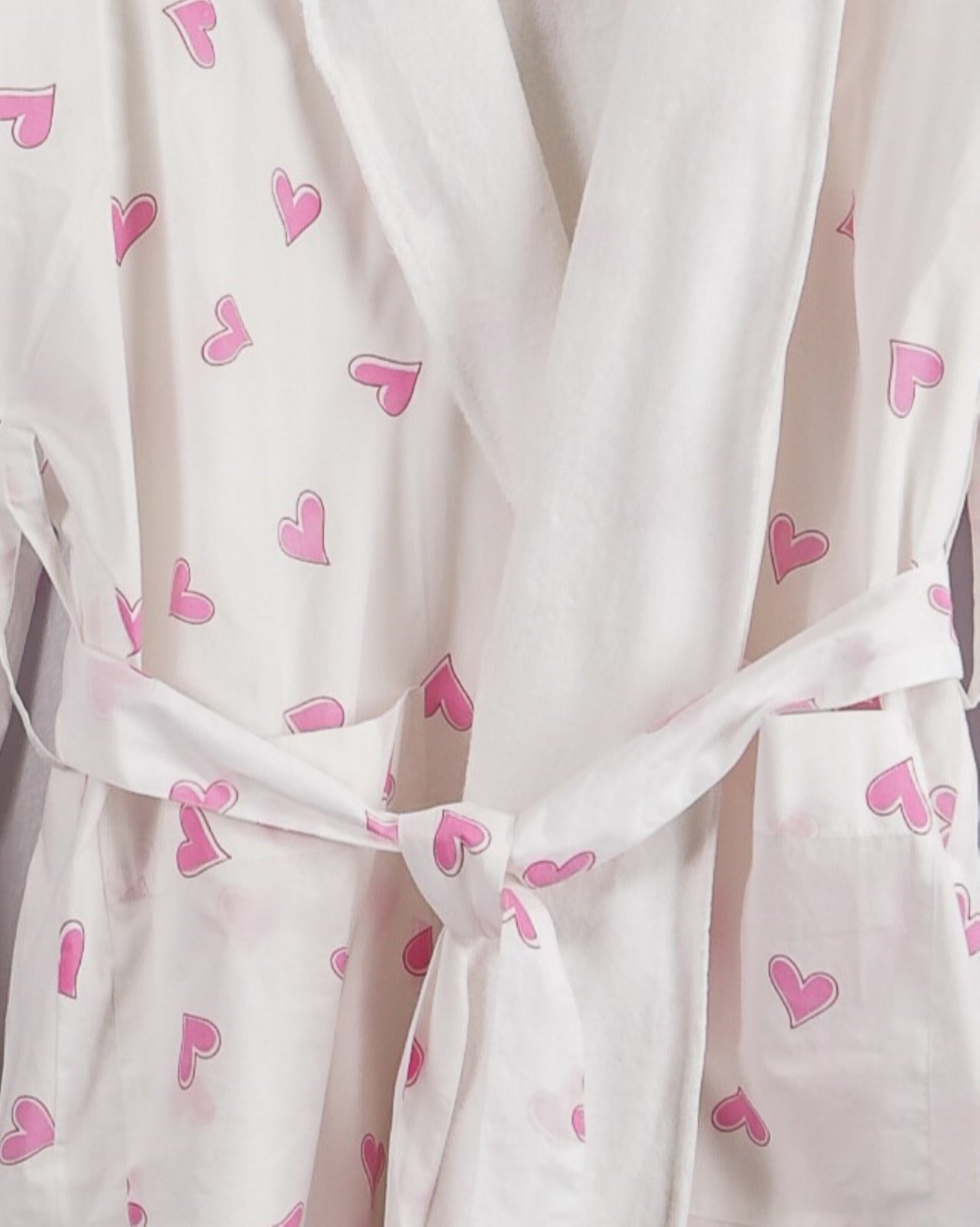 Plush Cotton Robe In Allover Pink Hearts