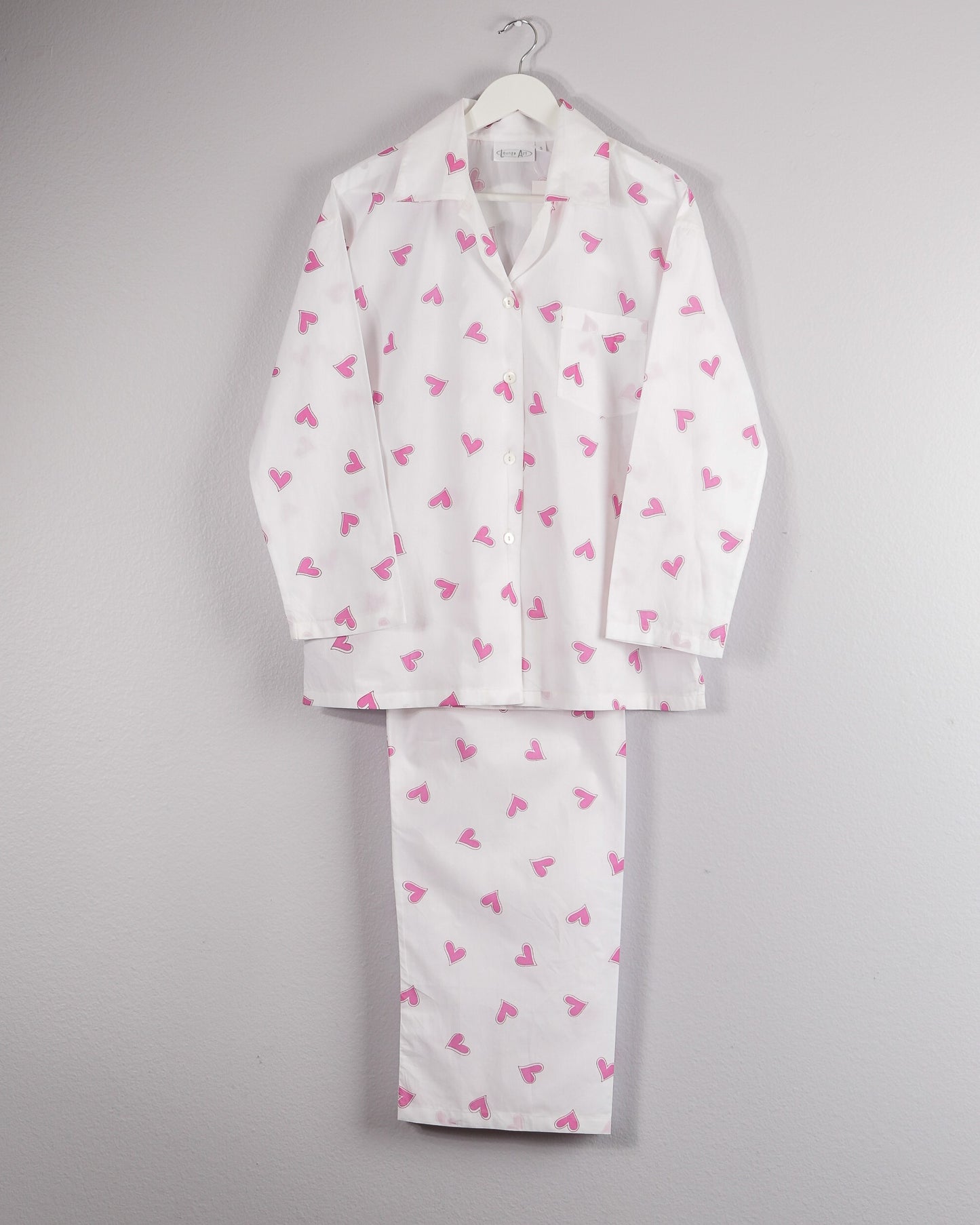 Long sleeve Pajama Set In Pink Heart Print