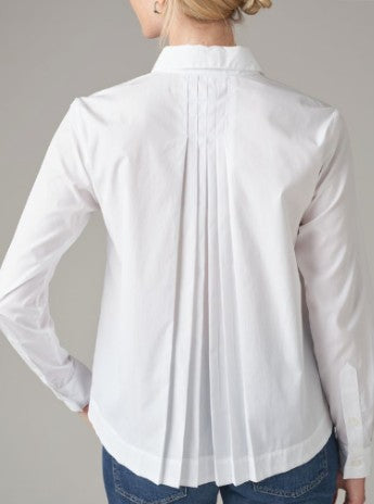 Julia Pleated Back White Button Down Shirt