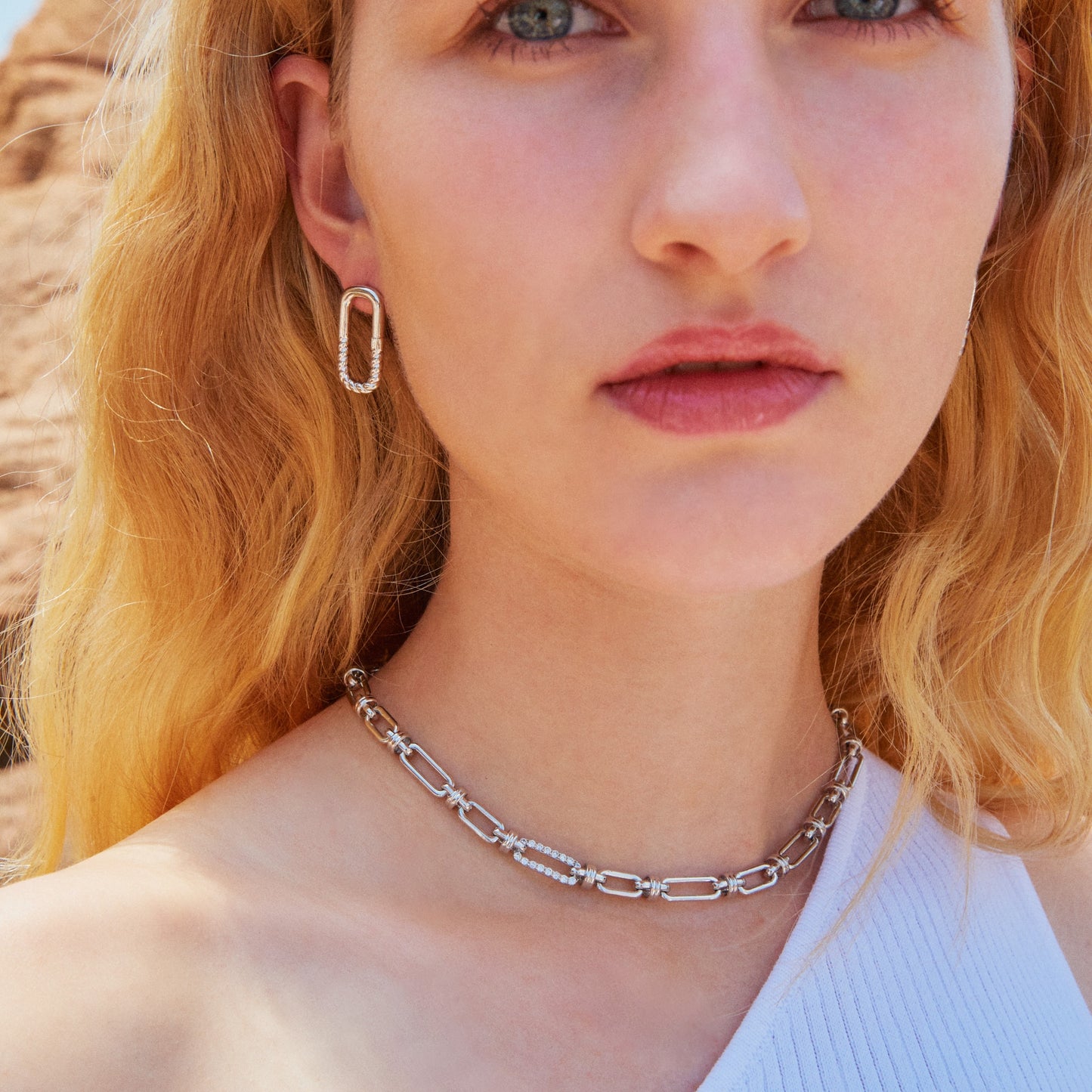 wolf & badger silver link necklace