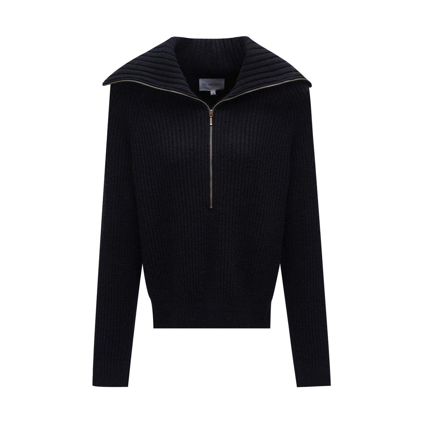 black funnel neck cashmere pullover sweater for women