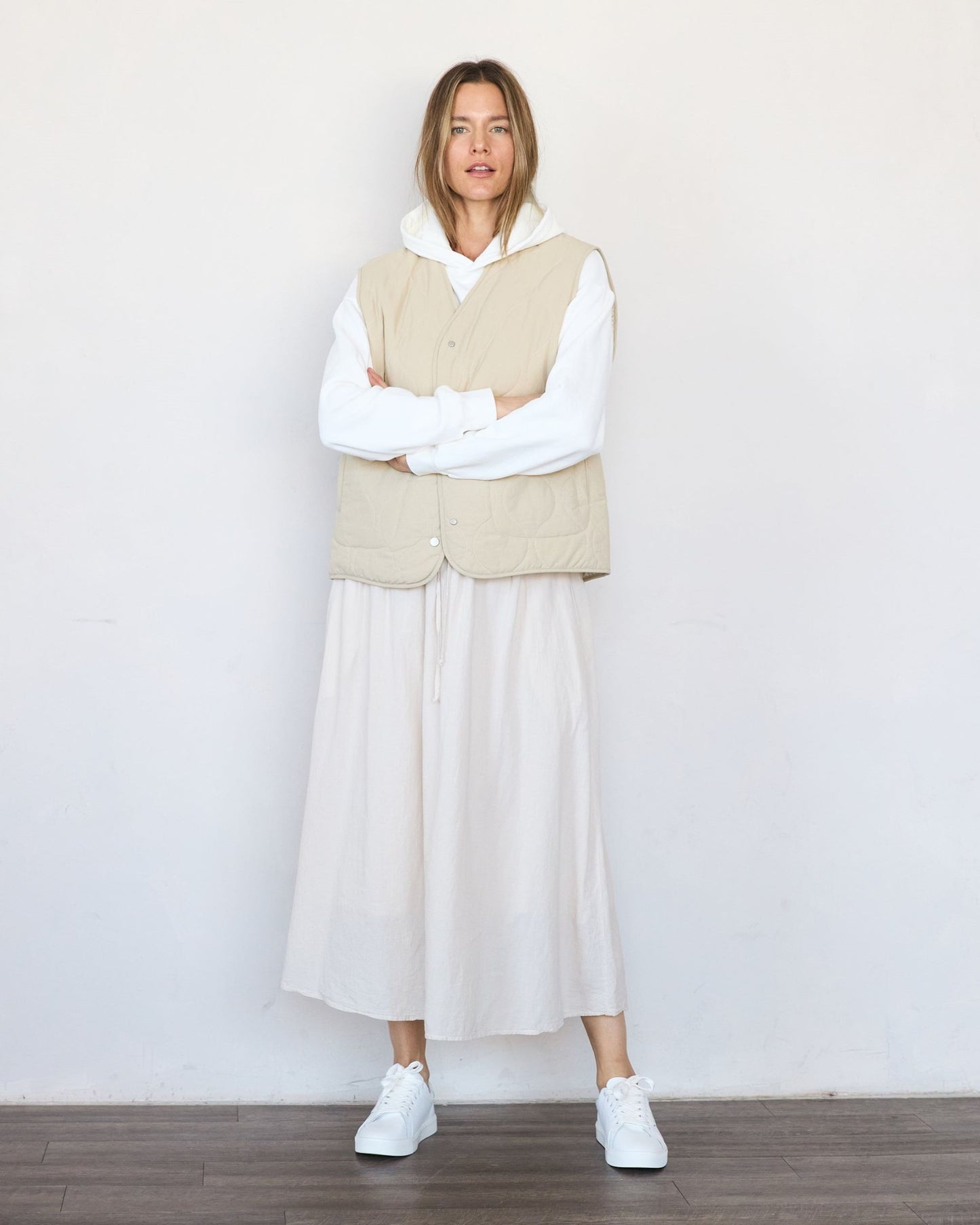 it is well l.a. beige quilted vest 