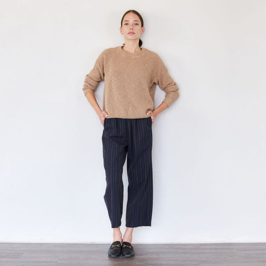 it is well l.a. cotton crewneck beige knit sweater