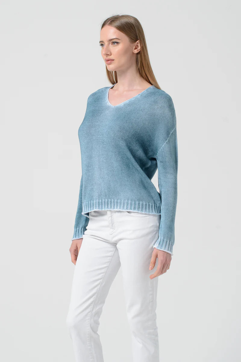 Leto V Neck Knit Frost Art in Seaweed