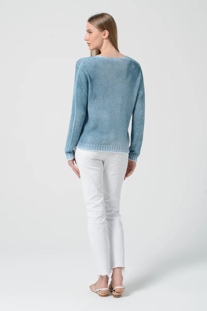 Leto V Neck Knit Frost Art in Seaweed