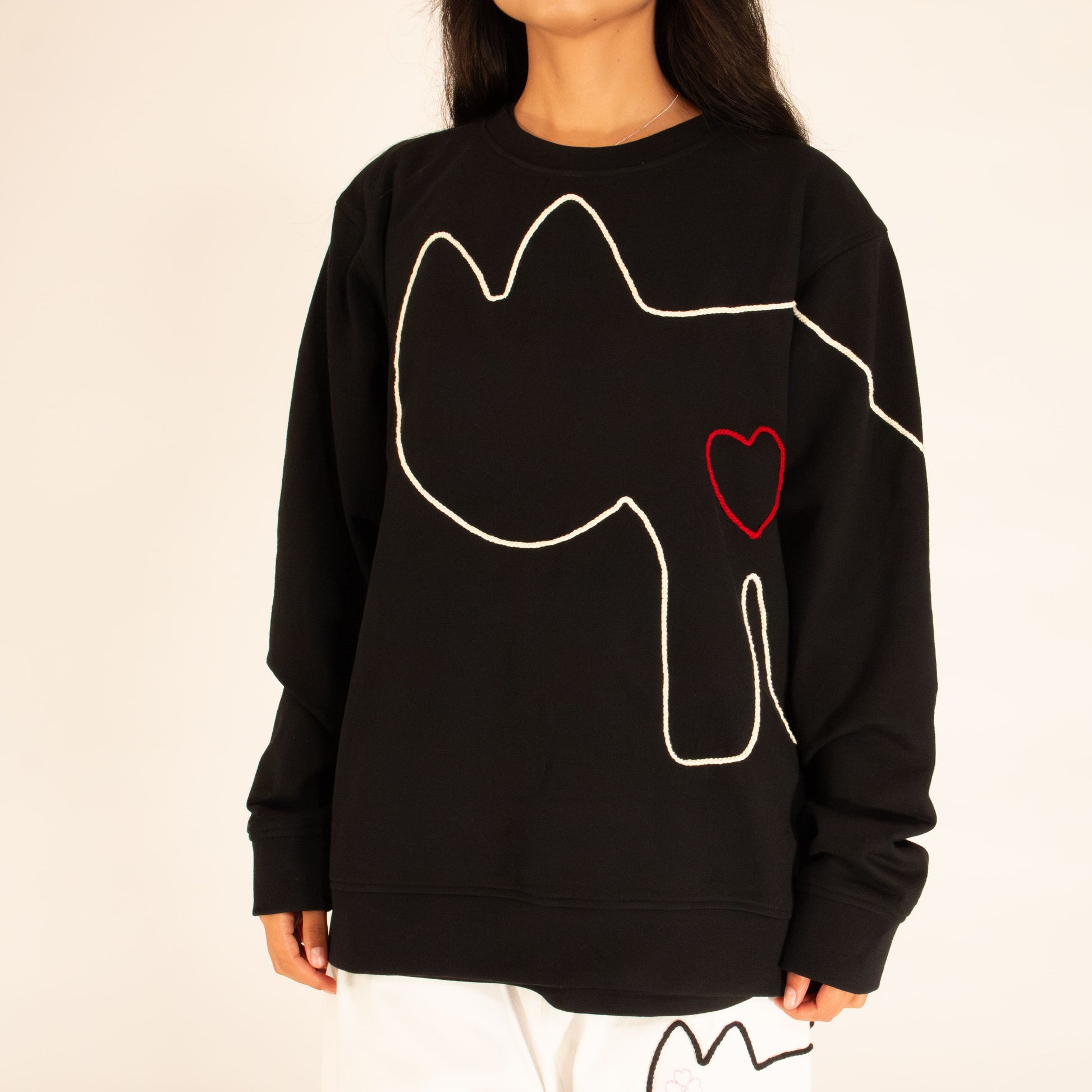 oversized shirt cats with a heart tee