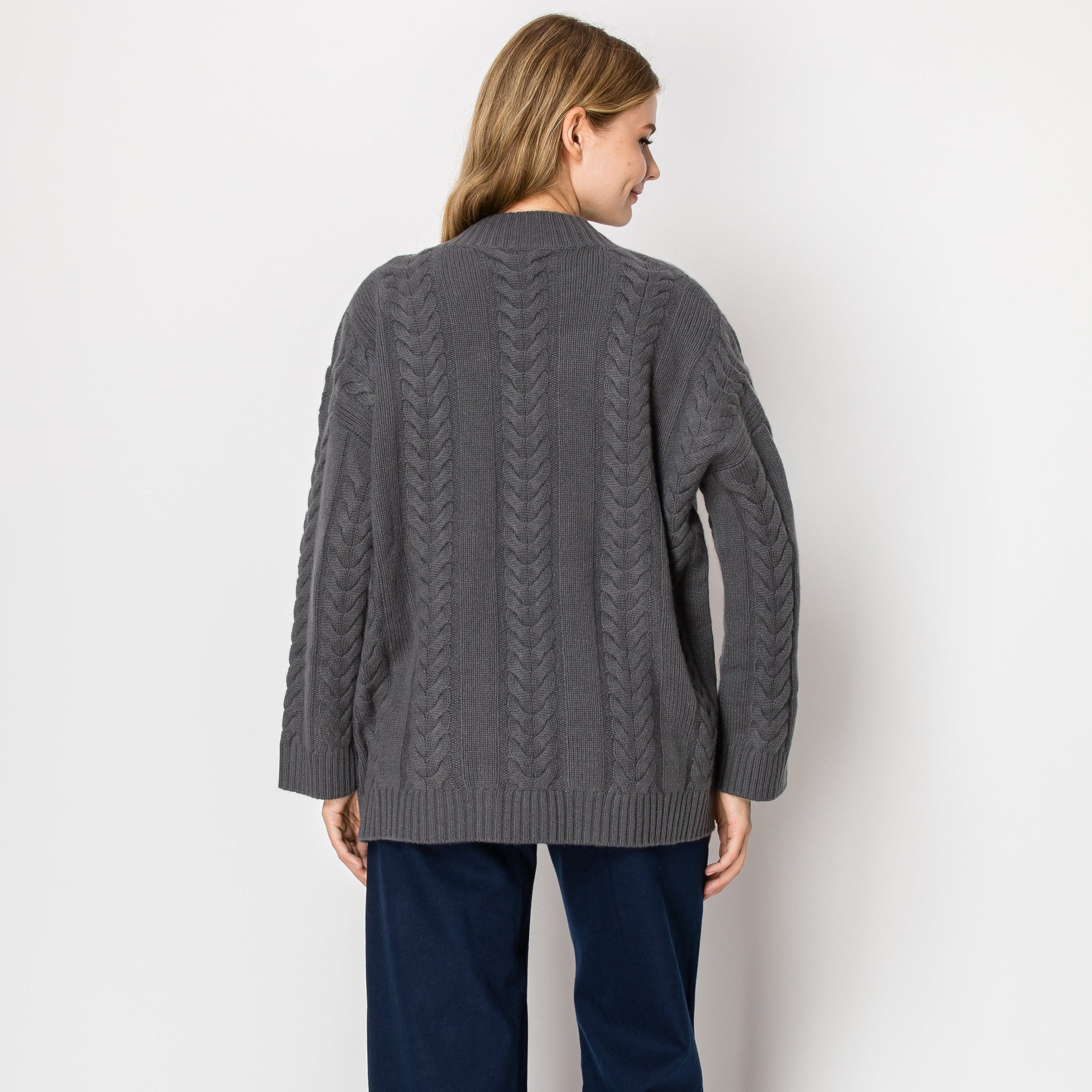 women's grey cashmere sweater cardigan