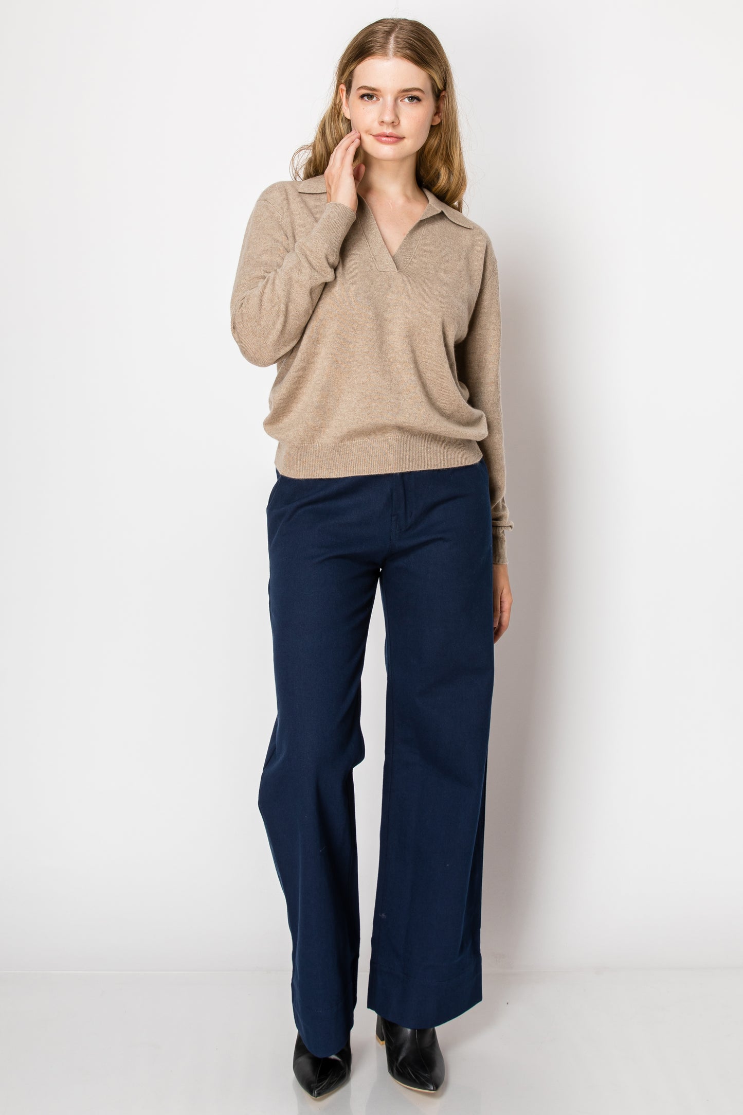 polo style cashmere pullover