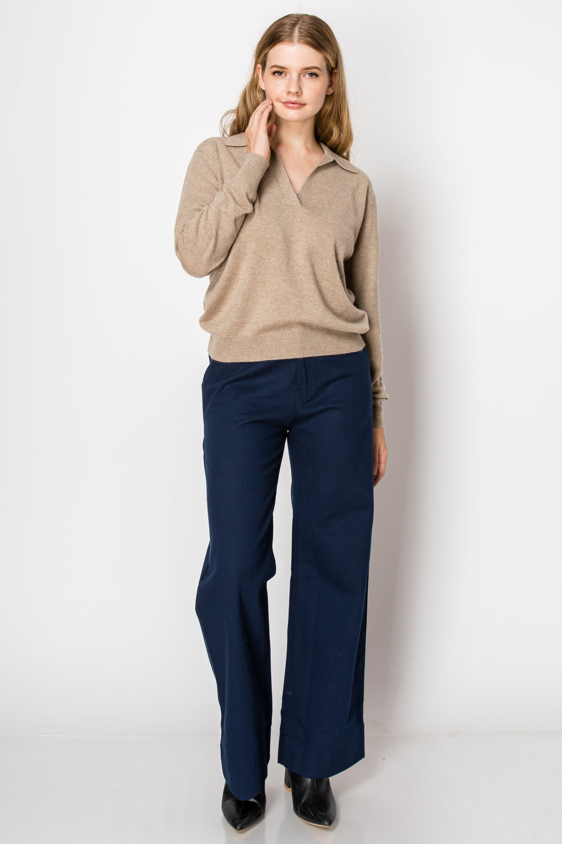 polo style cashmere pullover