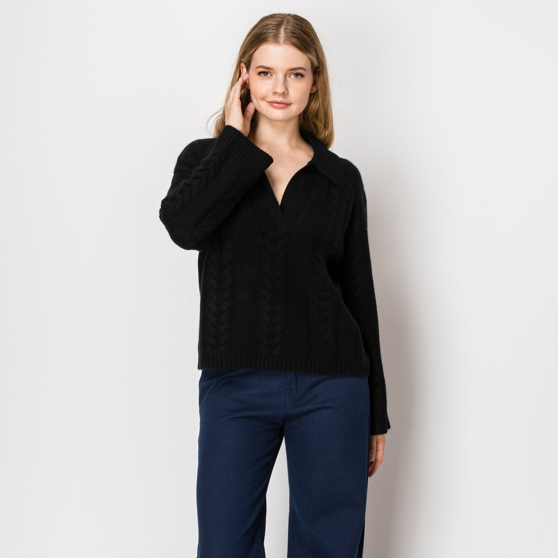 cashmere cable knit pullover sweater