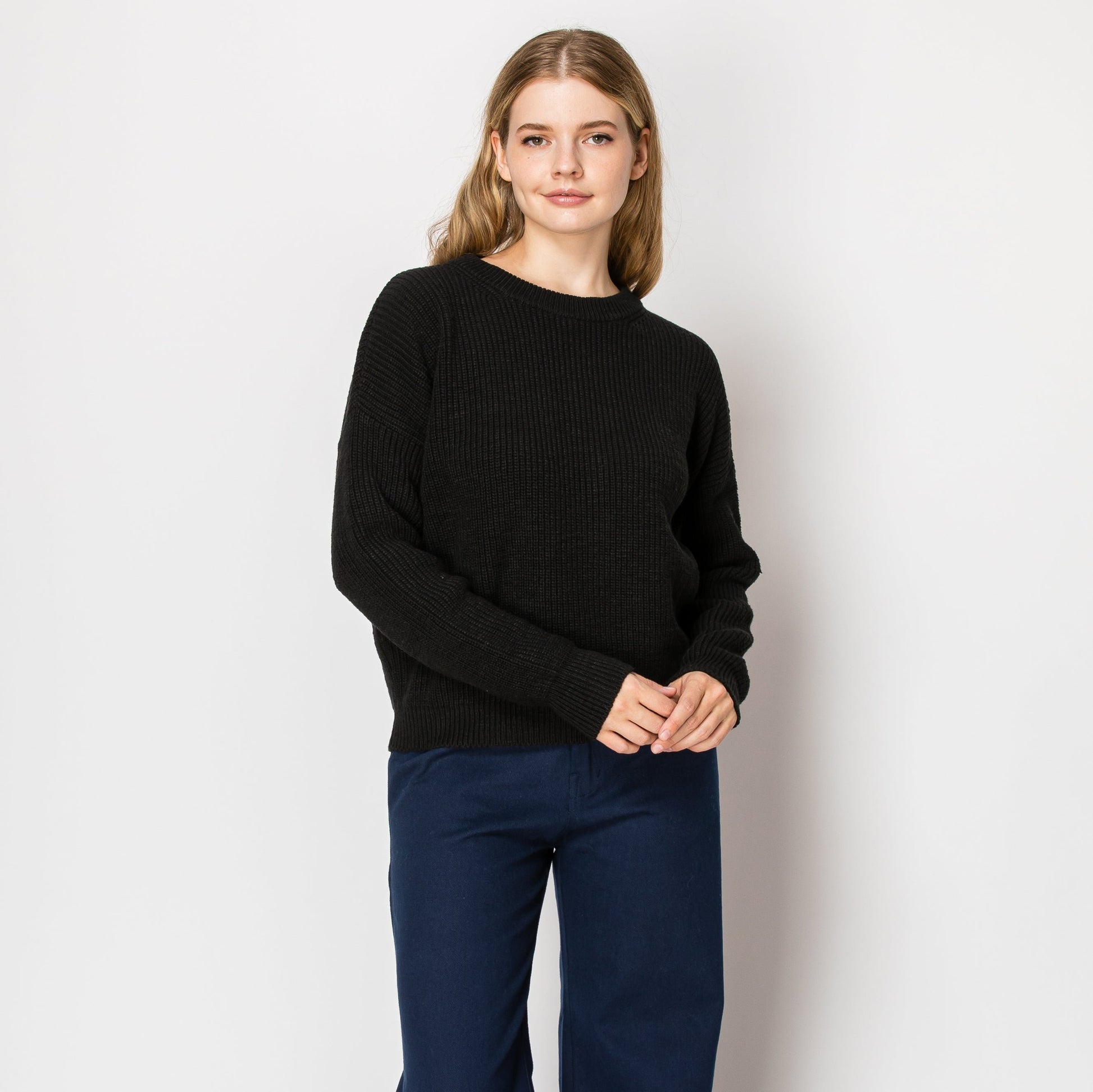 black knitted sweater