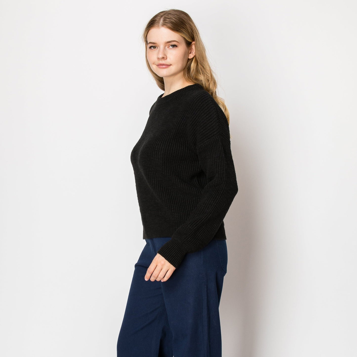 women's cotton round neck sweater