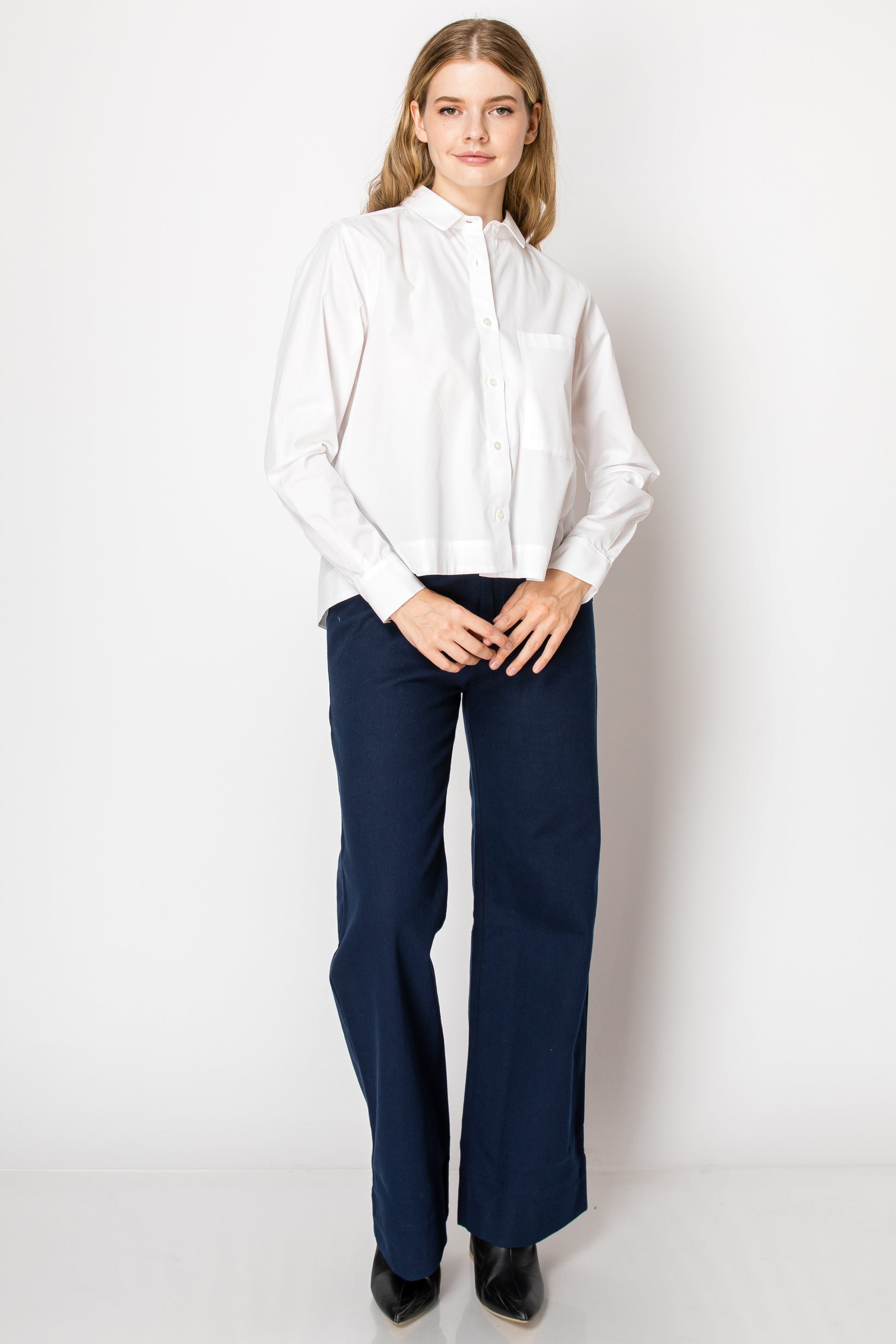 Julia Pleated Back White Button Down Shirt La Sienne Julia Pleated Back White Button Down Shirt La Sienne