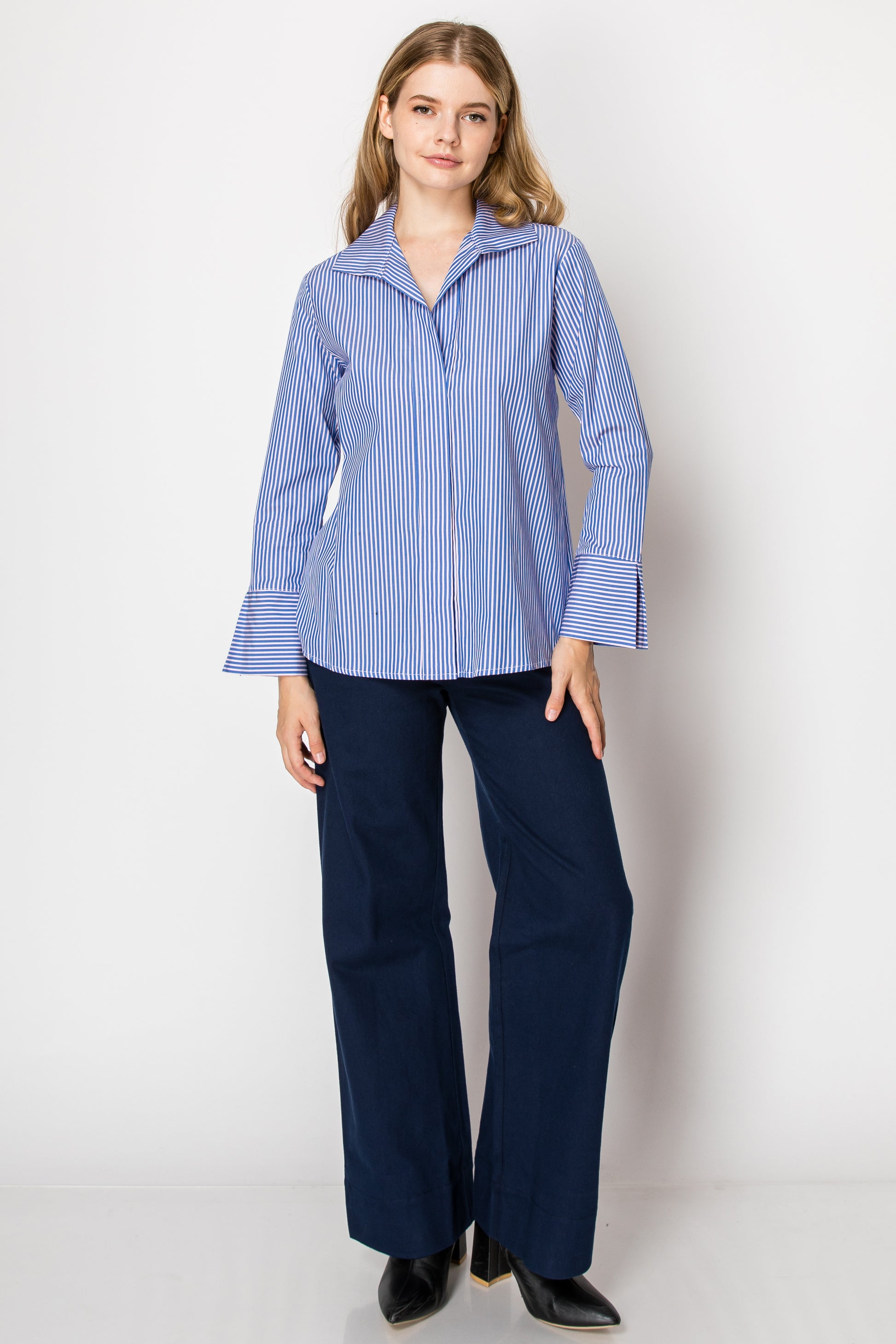 blue stripe women's shirt 
