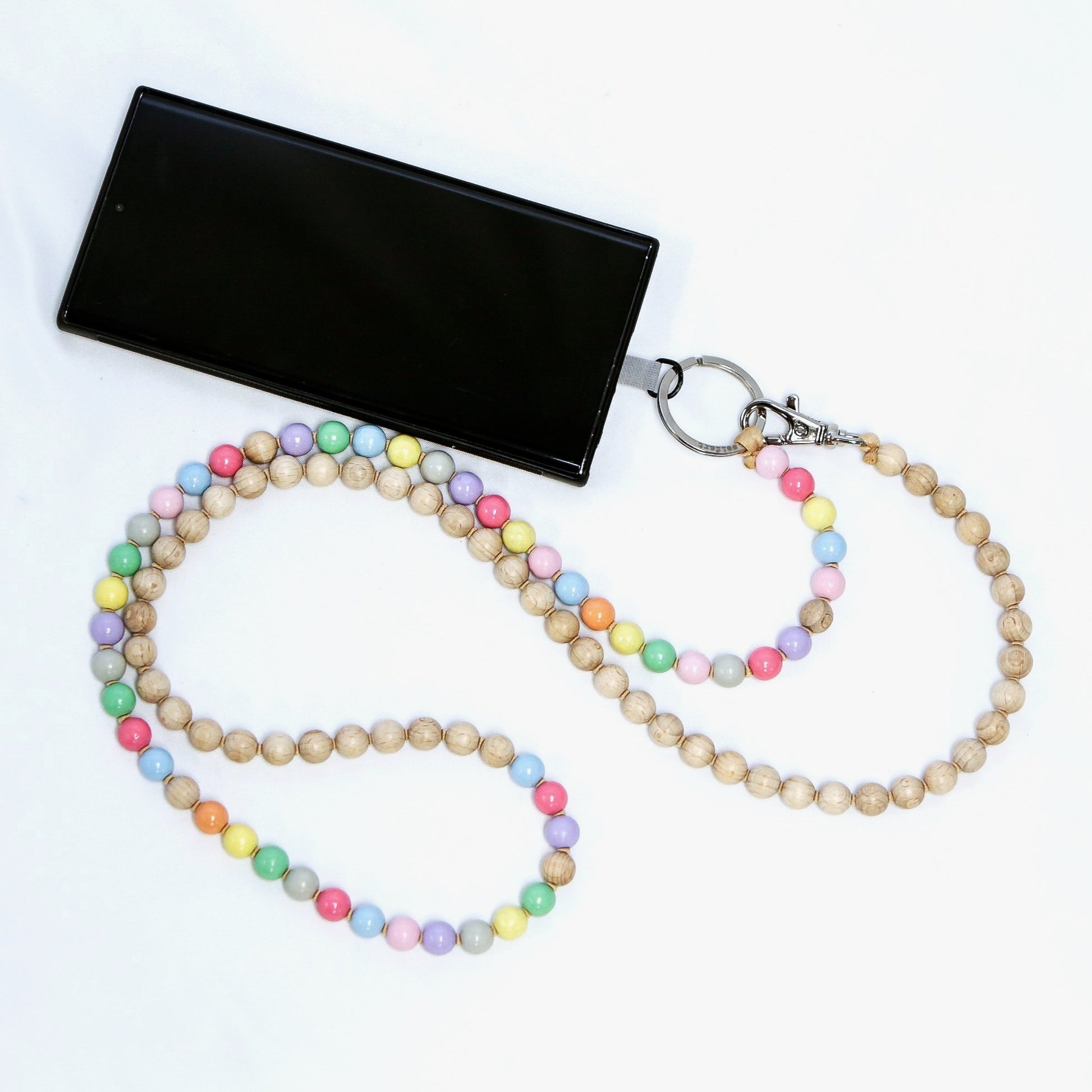 wood bead phone chain accessory