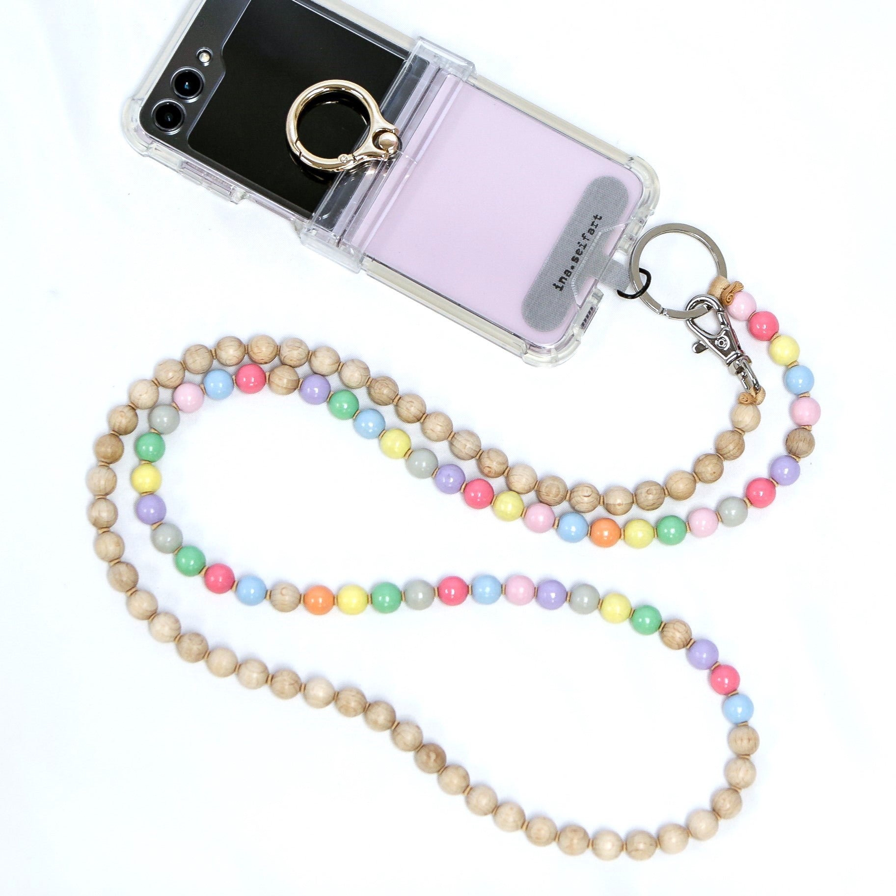 cell phone accessory wood bead chain