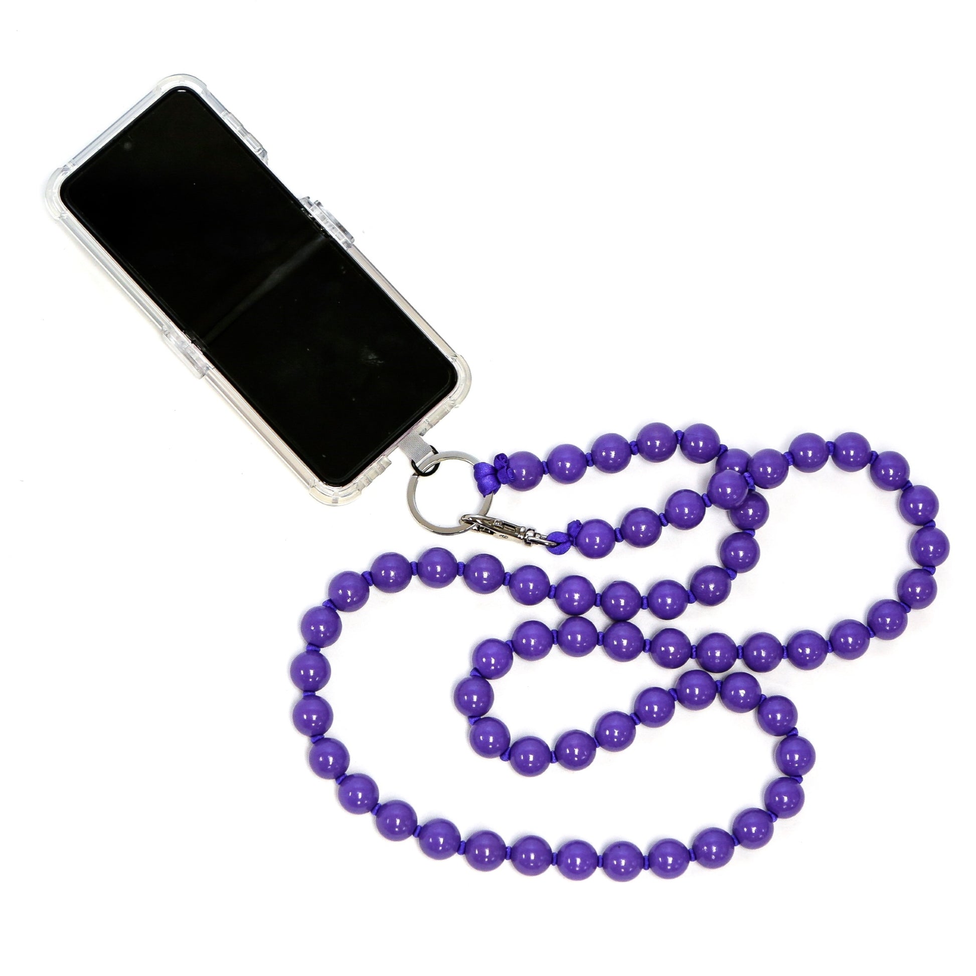 purple wood bead phone and key  chain accessory