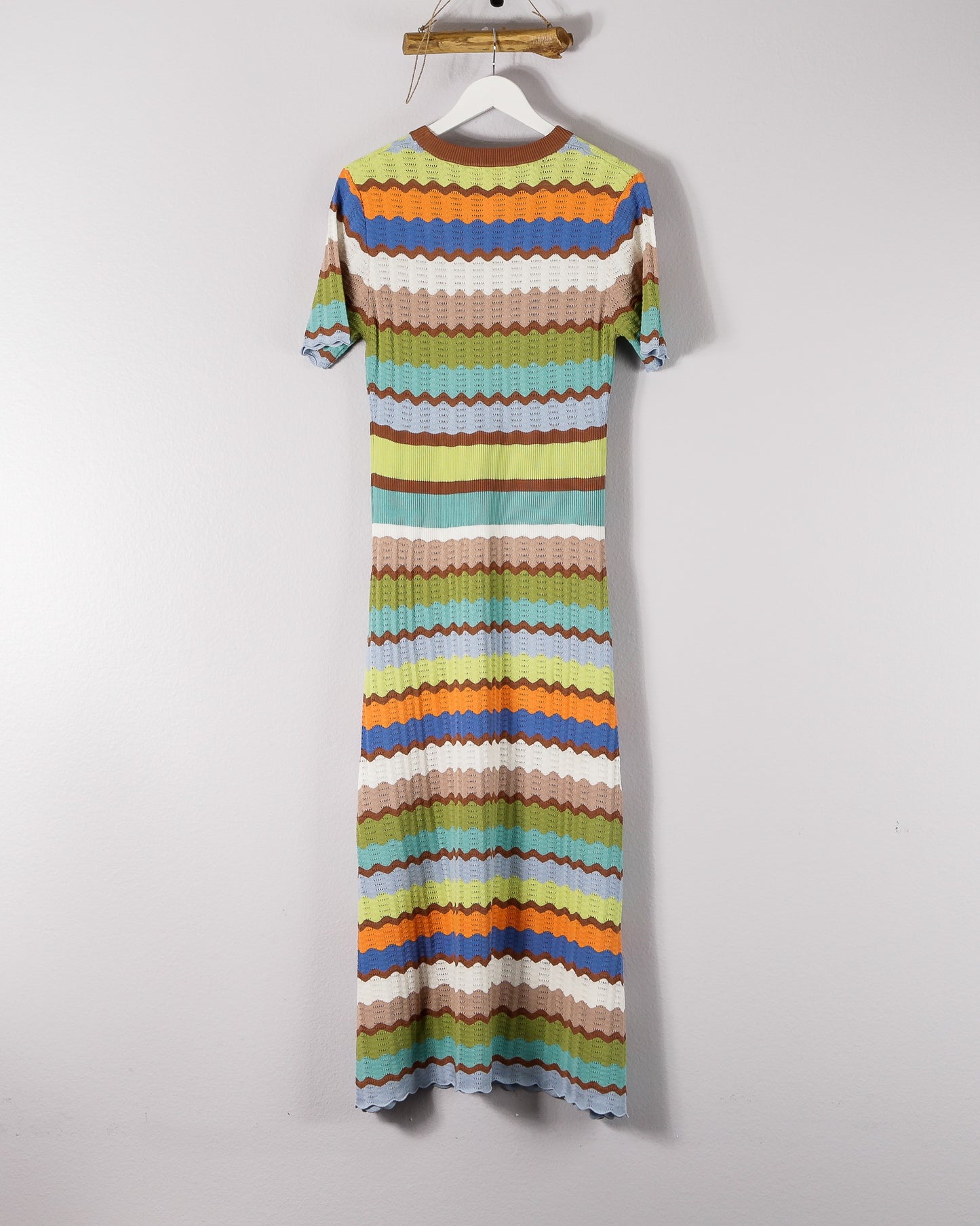 Eyelet Crochet Midi Dress In Multicolor Wave knit
