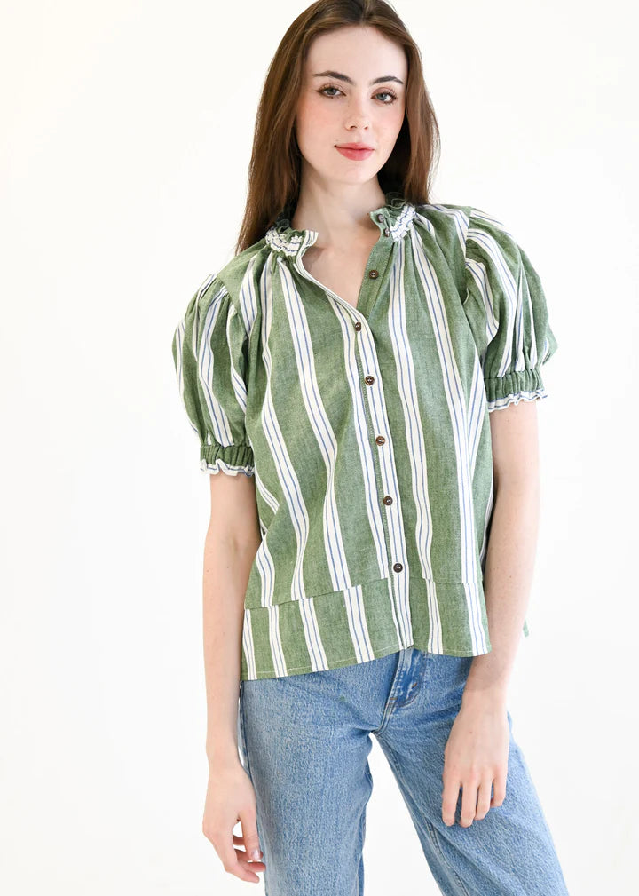 never a wall flower green stripe top