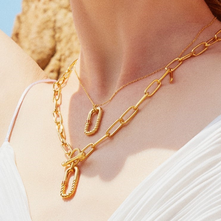 ille lan gold chain link necklace