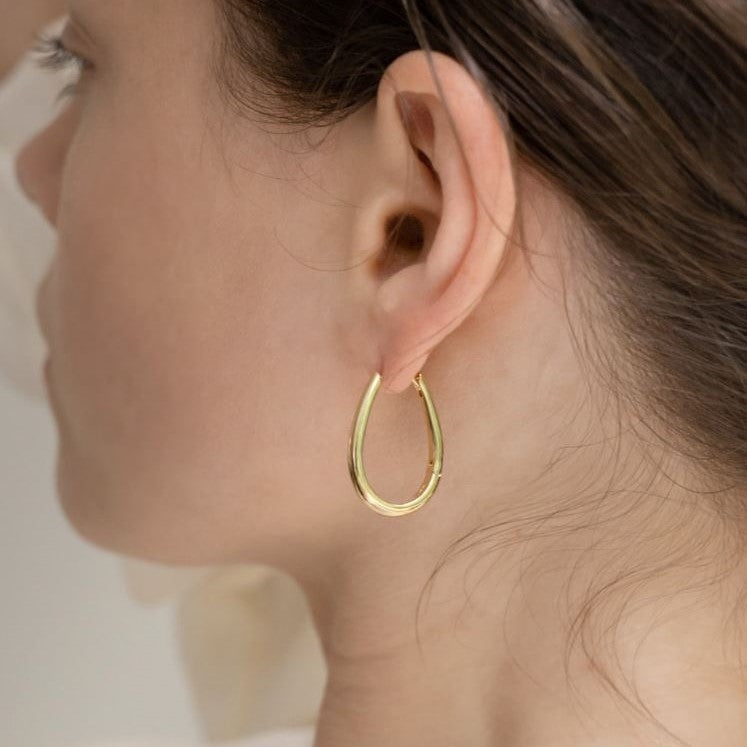 delicate gold drop hoop earrings