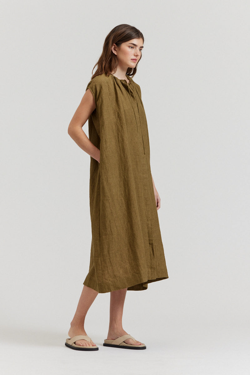 Boxy Linen Midi Dress