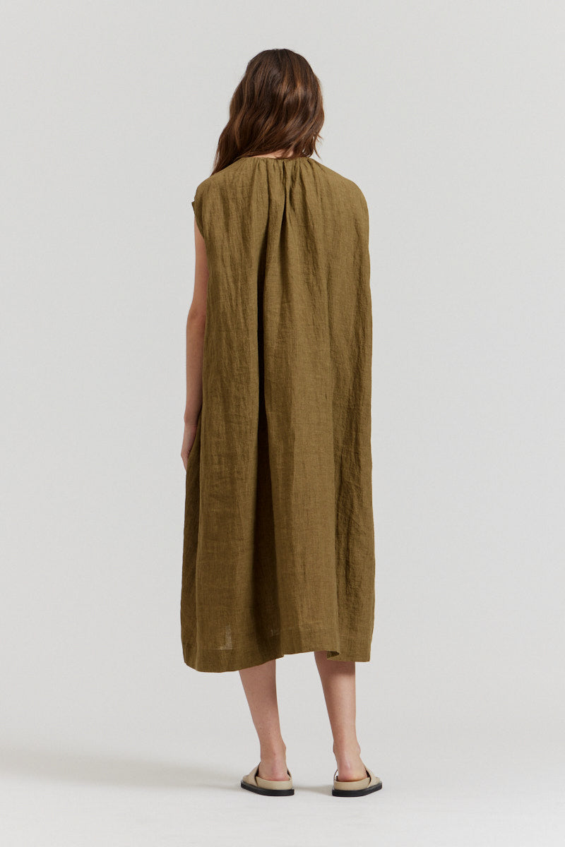 Boxy Linen Midi Dress