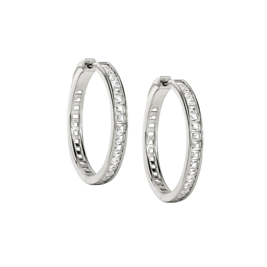 medium silver hoop earrings with cubic 