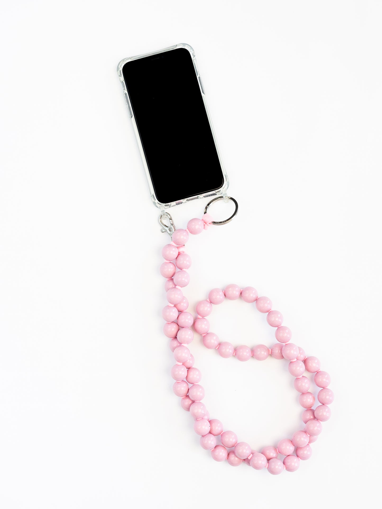 big wood bead pastel rose phone and key chain accessory 