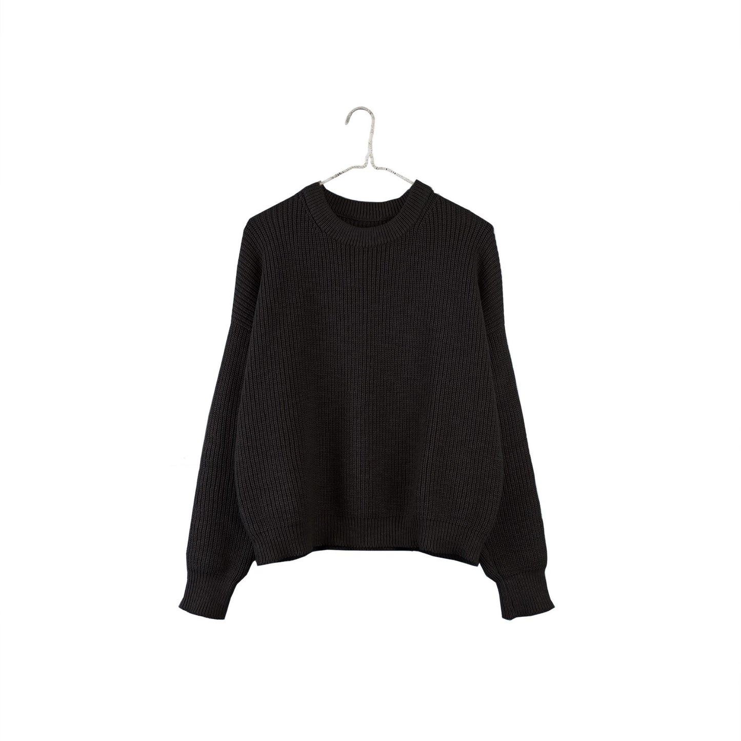 Crewneck Pull-On Knit Sweater In Black